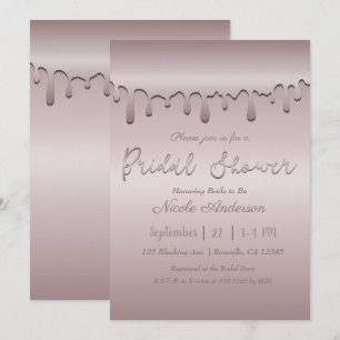Icy Blush Rose Gold Pink Tropfen Brautparty Einladung