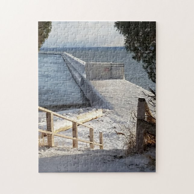 Icy Breakwall Lake Superior Marquette Michigan Puzzle (Vertikal)