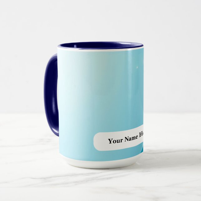 Icy Cyan Titanium Sparkle Burst Tasse (Vorderseite Links)