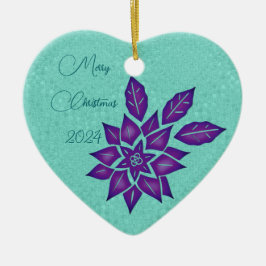 Icy Cyan und Deep Lila Poinsettia Keramik Ornament