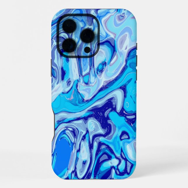 Icy Deep Sea Blue Abstrakt Marble Liquid iPhone Hülle (Rückseite)