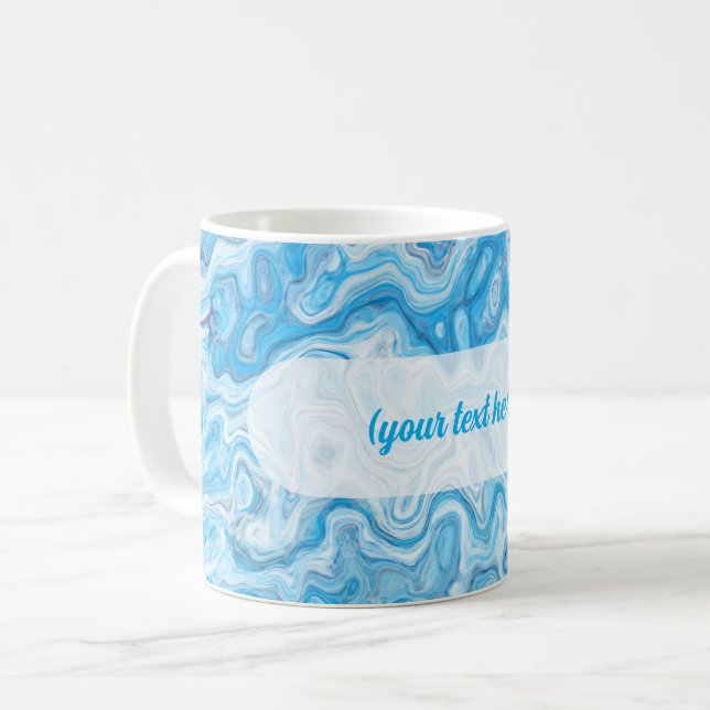 Icy Glacier Blue Marble Texture Abstract Liquid Kaffeetasse (Vorderseite Links)