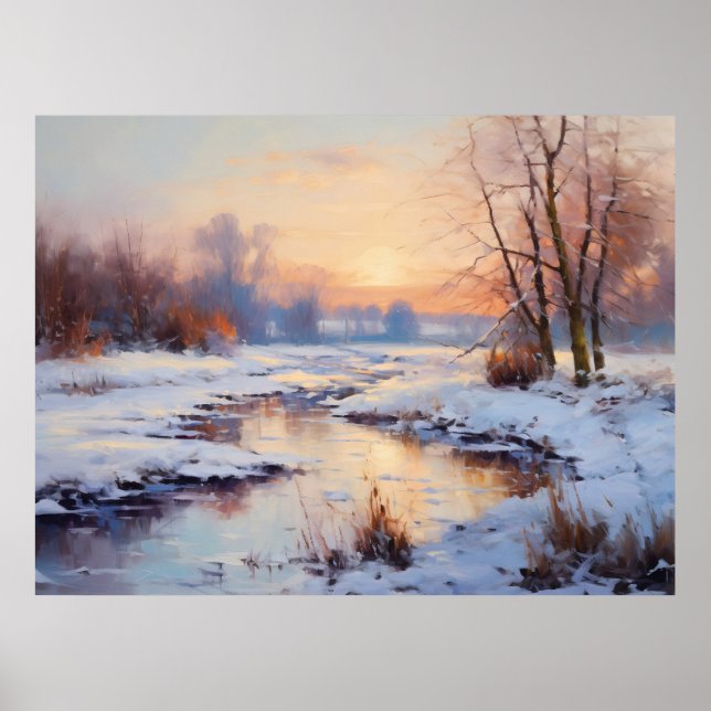 Icy Havel River bei Sunset Poster (Vorne)