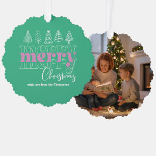 Icy Mint Scribbles Frohe Weihnachts-Keepake Ornament Karte