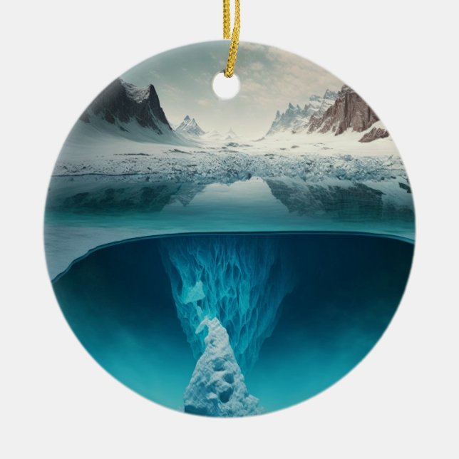 Icy Mountain View Keramik Ornament (Vorne)