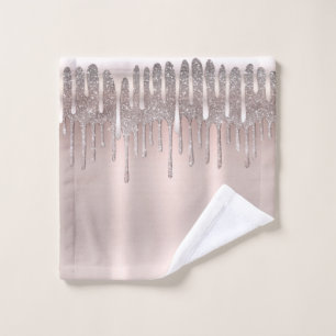 Icy Pink Rose Gold Diamond Glitzer Sparkone Tropfe Badhandtuch Set