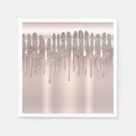 Icy Pink Rose Gold Diamond Glitzer Tropfen Sweet 1 Serviette