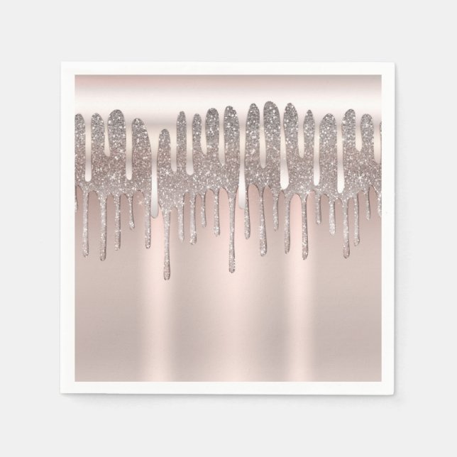 Icy Pink Rose Gold Diamond Glitzer Tropfen Sweet 1 Serviette (Vorderseite)