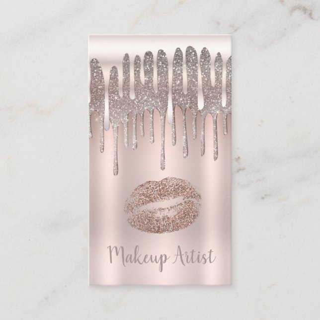 Icy Pink Rose Gold Lippen Kiss Diamond Glitzer Tro Visitenkarte (Vorderseite)