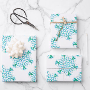 Icy Snowflake Wrapping Paper Sheets Geschenkpapier Set