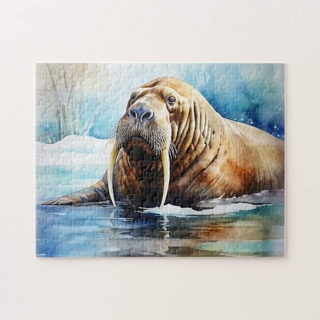 Icy Water Walrus Serene Puzzle (Horizontal)