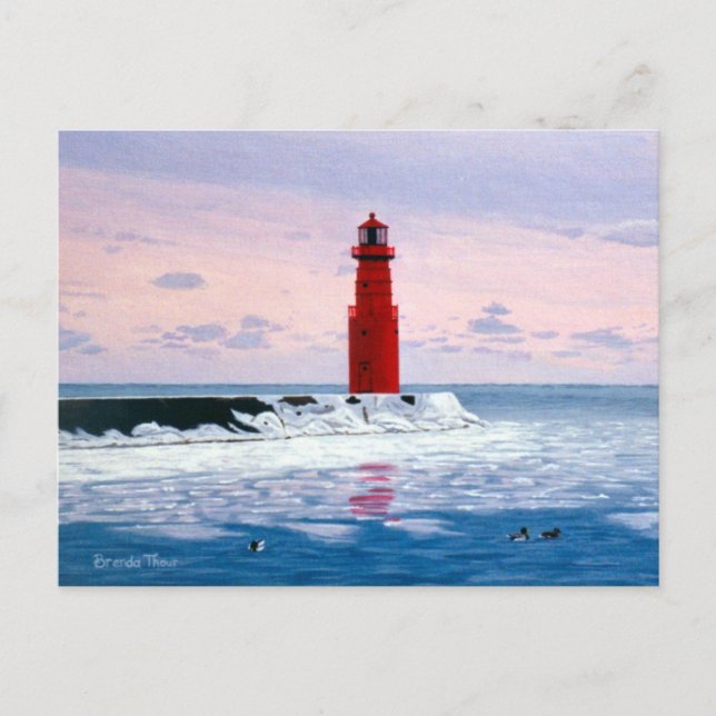 Icy Waters Lighthouse Postcard Postkarte (Vorderseite)