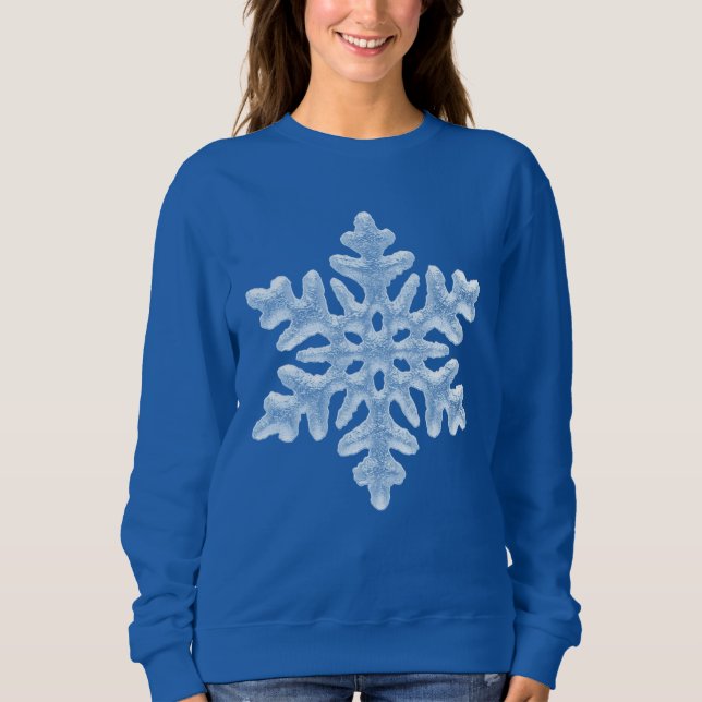Icy White Frozen Snowflake Elegant Frohe Weihnacht Sweatshirt (Vorderseite)