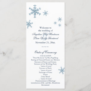 Icy Winter Snowflake Kleines Hochzeitsprogramm Programm