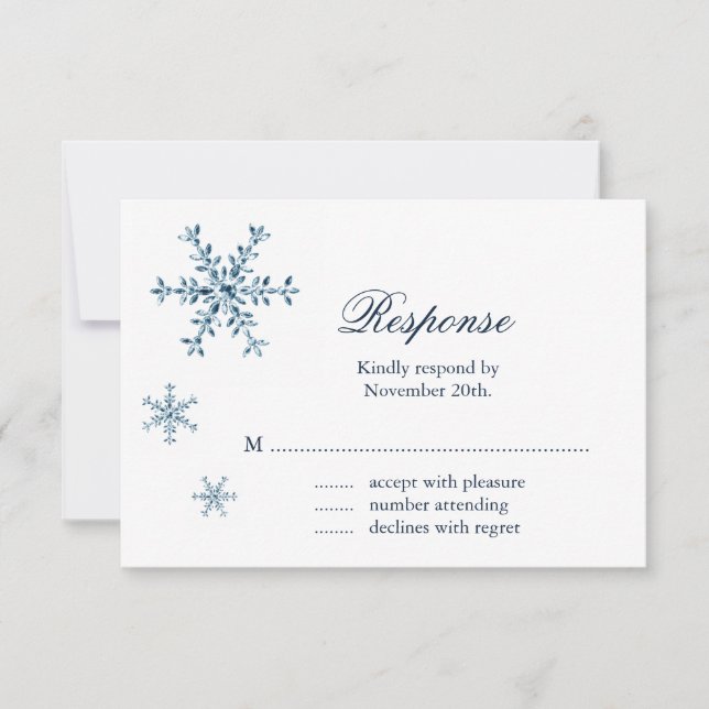 Icy Winter Snowflake Wedding RSVP (Vorderseite)
