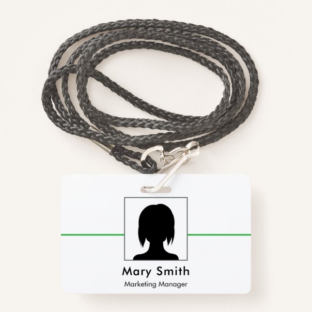 ID Badge Card Business Employee Staff Logo & Photo Ausweis (Vorderseite mit Schlüsselband)