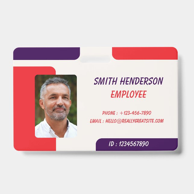 ID Card Badge | Minimal Business Employee Photo Ausweis (Vorderseite)