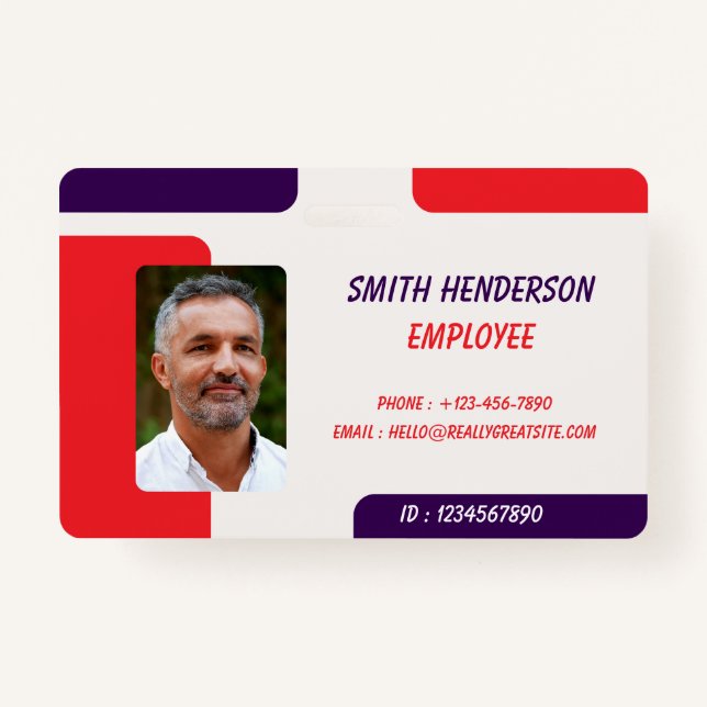 ID Card Badge | Minimal Business Employee Photo Ausweis (Vorderseite)