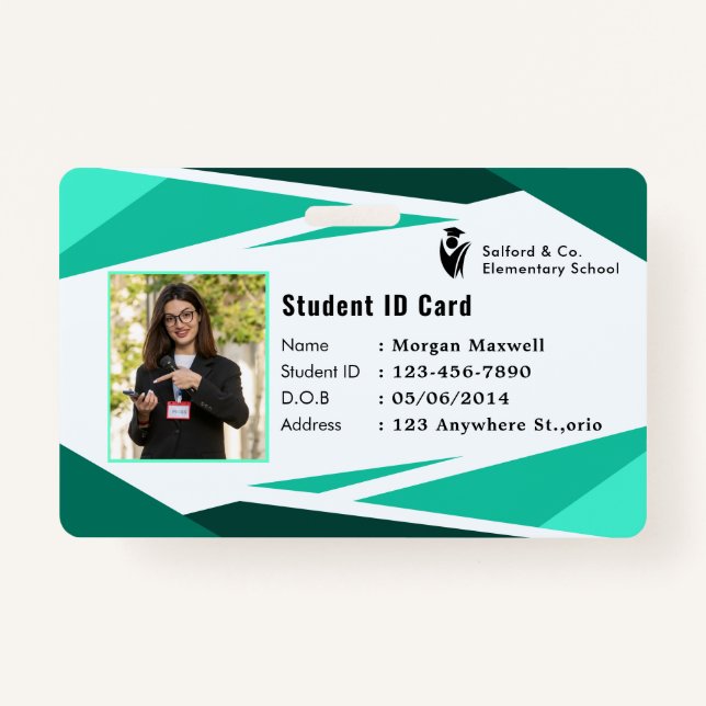 ID Card Badge Modern Business Student Photo Ausweis (Vorderseite)