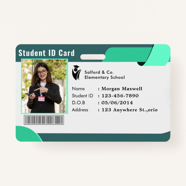 ID Card Badge Modern Business Student Photo Ausweis (Vorderseite)