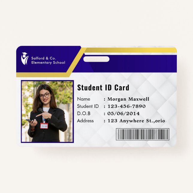 ID Card Badge Modern Business Student Photo Ausweis (Vorderseite)