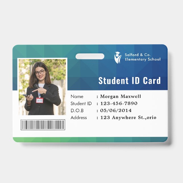 ID Card Badge Modern Business Student Photo Ausweis (Vorderseite)