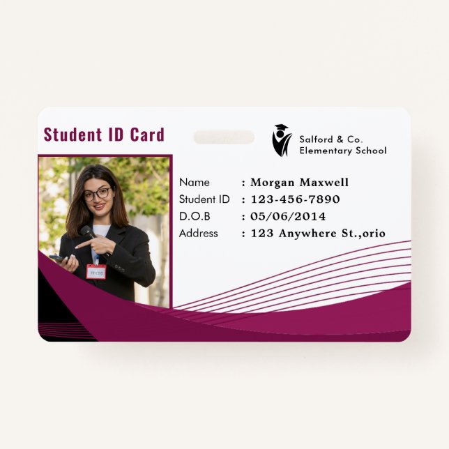 ID Card Badge Modern Business Student Photo Ausweis (Vorderseite)