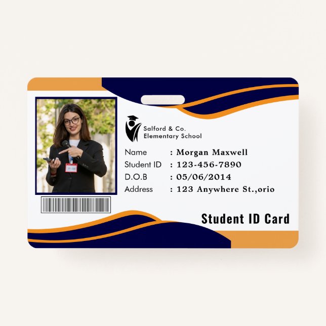 ID Card Badge Modern Business Student Photo Ausweis (Vorderseite)