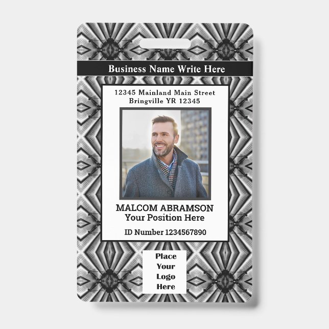 ID Card Foto Name Logo-Bar für Mitarbeiter Ausweis (Vorderseite)