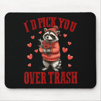 I'd Ck You Over Trash Funny Raccoon Retro Valentin Mousepad