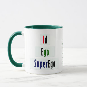 Id, Ego und Superego Psychologie in Grün und Schwa Tasse