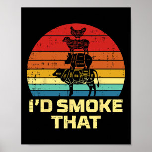 Id Grill, dass Retro Grillen Barbecue Grill Fleisc Poster