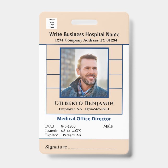 ID Identification Bar Code Mitarbeiter Custom Medi Ausweis (Vorderseite)