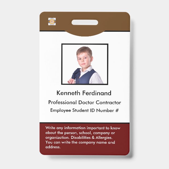 ID Identification Card Bar Code Foto Mitarbeiter Ausweis (Vorderseite)