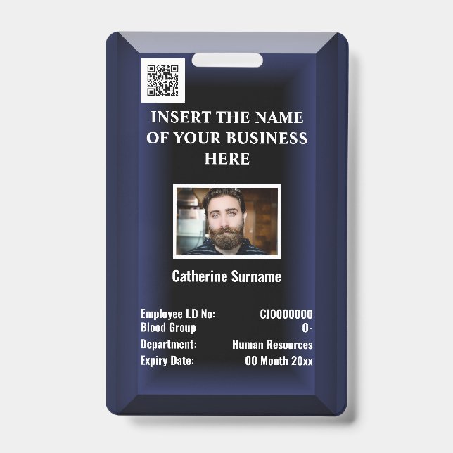 ID-Karte für Mitarbeiter | Blaue Marine mit Foto Ausweis (Vorderseite)