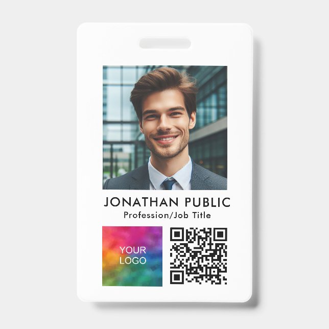 ID-Karte Mitarbeiter Foto Unternehmen Logo QR-Code Ausweis (Vorderseite)