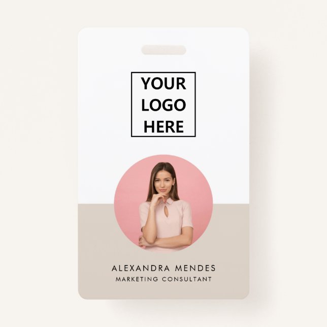 ID-Karte Modern Minimalistisches graues Foto Logo Ausweis (Vorderseite)