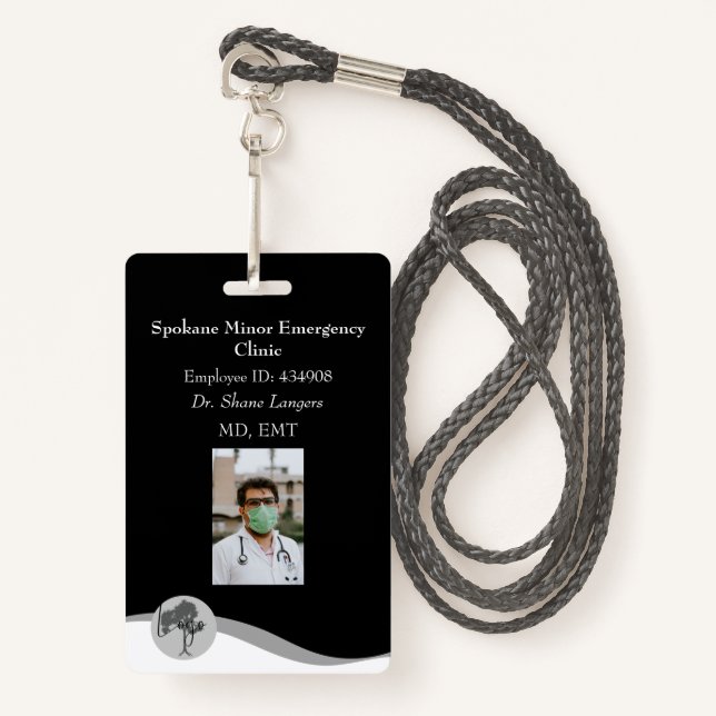 ID Lanyard Abzeichen Medical Foto Black Ausweis (Vorderseite mit Schlüsselband)