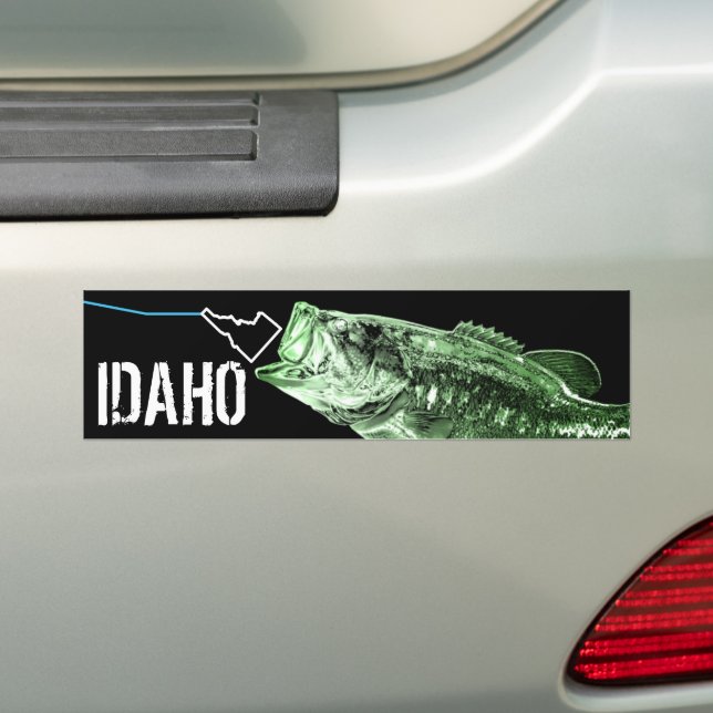ID LARGEMOUTH BASS - HIER FISHY STKG IDAHO AUTOAUFKLEBER (Auf Auto)