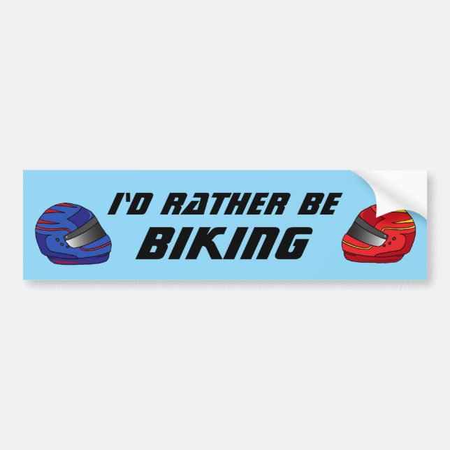 Id Rather Be Biking Fun Biker Motorcyclist Autoaufkleber (Vorne)