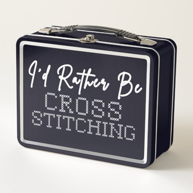 I'd Rather Be Cross Stitching - Cross Stitcher Metall Brotdose (Vorderseite)