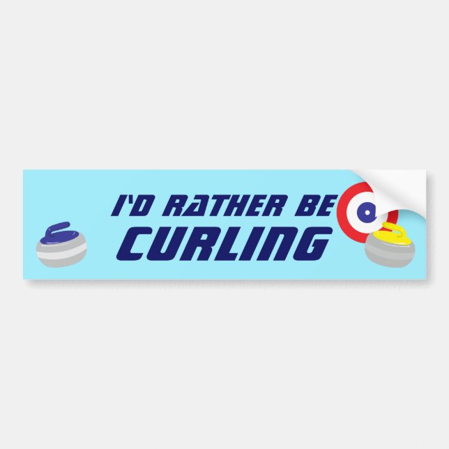 Id Rather Be Curling Fun Ice Sport Autoaufkleber (Vorne)