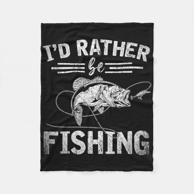 Id Rather Be Fishing Funny Fisherman Gift Hob  Fleecedecke (Vorderseite)