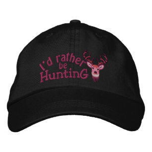 I'd rather be Hunting White Tail Embroidery Bestickte Kappe