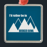I'd Rather Be In Bridger Bowl Mountain Ornament Aus Metall<br><div class="desc">A short 20 minute drive from Bozeman,  Bridger Bowl is an amazing skiing and snowboarding destination. This great vintage design has a retro look.</div>