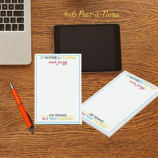 I'd rather be playing Mahjongg or tennis Post-it Klebezettel