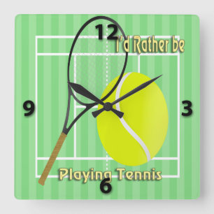 I'd Rather Be Playing Tennis Wall Clock Quadratische Wanduhr