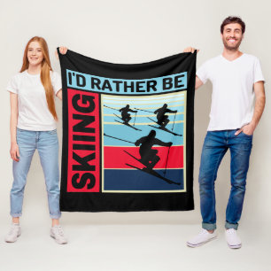 ID RATHER BE SKIING FLEECEDECKE