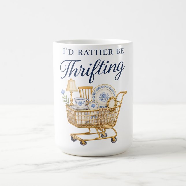 I'd Rather Be Thrifting Sticker Kaffeetasse (Mittel)