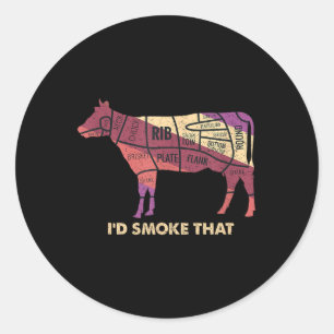 Id rauchen, dass Kuh Grillen Grillmasters Barbecue Runder Aufkleber